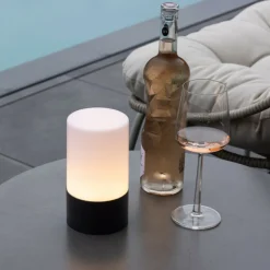 PARIS PRIX - Lampe à poser d'extérieur led "tubu" 18cm noir