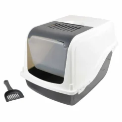 PARIS PRIX - Litière pour chat "toilette" 53cm ivoire & anthracite