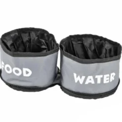 PARIS PRIX - Lot de 2 gamelles chien & chat "voyage" 14cm gris