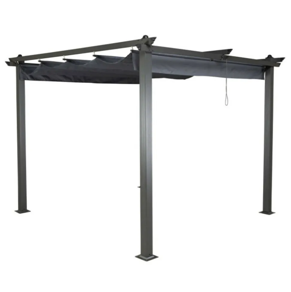PARIS PRIX - Pergola avec toit "lazio" 295cm gris foncé