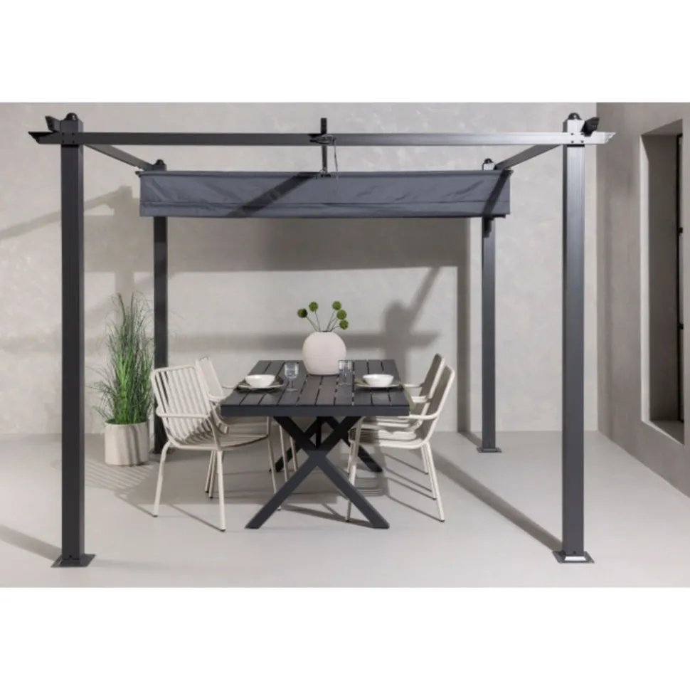 PARIS PRIX - Pergola avec toit "lazio" 295cm gris foncé