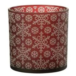 PARIS PRIX - Photophore design en verre "neige" 15cm rouge