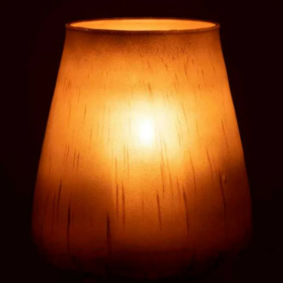 PARIS PRIX - Photophore en verre "antique" 17cm marron cognac