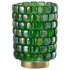 PARIS PRIX - Photophore en verre "mosaïque" 20cm vert
