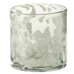 PARIS PRIX - Photophore en verre "tâche" 12cm gris & blanc