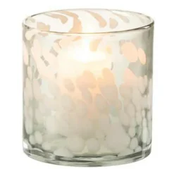 PARIS PRIX - Photophore en verre "tâche" 12cm gris & blanc