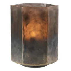 PARIS PRIX - Photophore vintage "hexagone" 18cm gris