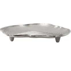 PARIS PRIX - Plateau décoratif "wood art" 29cm argent