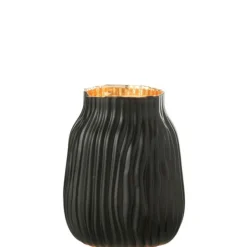 PARIS PRIX - Vase à rainures en verre "louis" 20cm noir