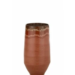 PARIS PRIX - Vase allongé en céramique "aline" 50cm rouge