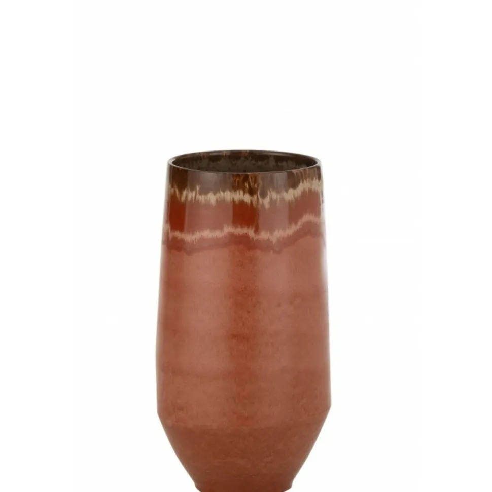PARIS PRIX - Vase allongé en céramique "aline" 50cm rouge
