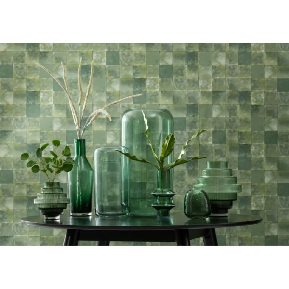 PARIS PRIX - Vase bouteille en verre "sigma" 28cm vert