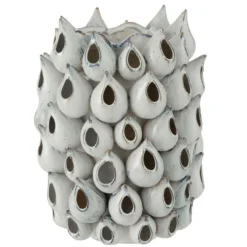 PARIS PRIX - Vase design "anémone céramique" 32cm bleu