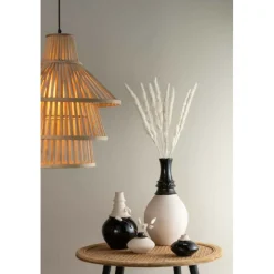 PARIS PRIX - Vase design "col haut" 26cm noir & beige