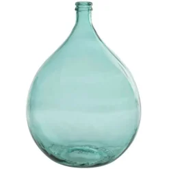 PARIS PRIX - Vase design en verre "bouteille" 56cm bleu azur