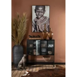 PARIS PRIX - Vase design "papier mâché" 99cm noir