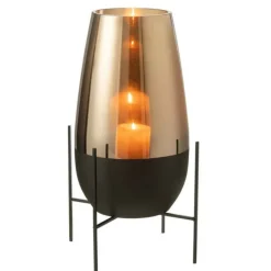 PARIS PRIX - Vase en verre design "milan" 48cm or & noir