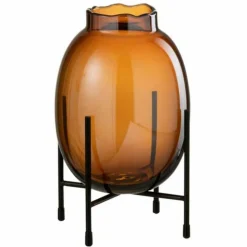 PARIS PRIX - Vase sur pied design "tonato" 25cm marron & noir