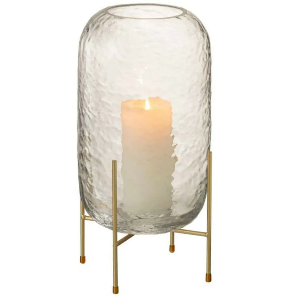 PARIS PRIX - Vase sur pied en verre "pieto" 30cm transparent