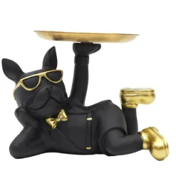 PARIS PRIX - Vide-poche statue "bulldog" 27cm noir