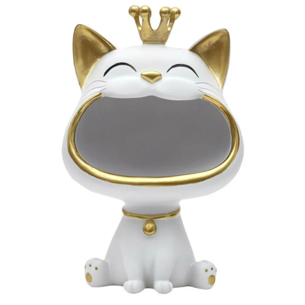 PARIS PRIX - Vide-poche statue "chat" 25cm blanc