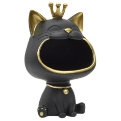 PARIS PRIX - Vide-poche statue "chat" 25cm noir