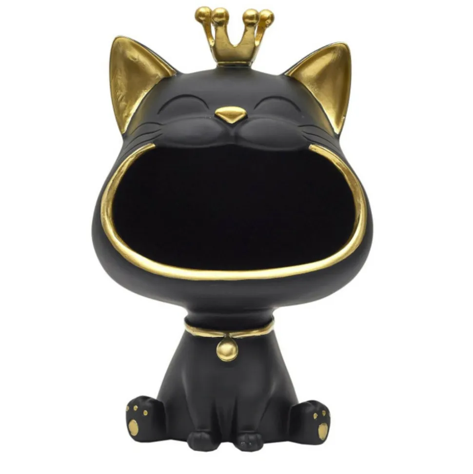 PARIS PRIX - Vide-poche statue "chat" 25cm noir