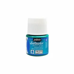PÉBÉO - Peinture textile setacolor opaque effet métallique - turquoise - 45 ml