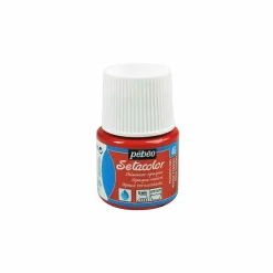 PÉBÉO - Peinture textile setacolor opaque effet métallique - rouge passion - 45 ml