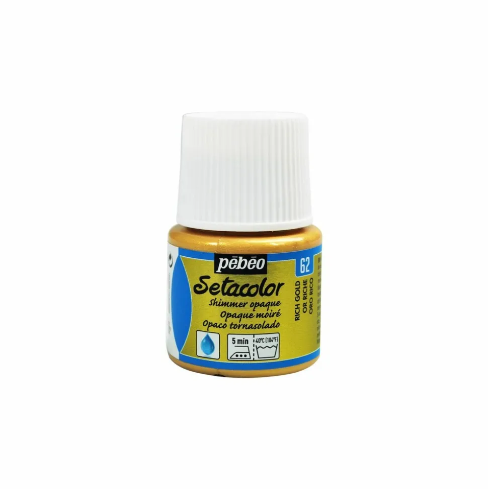 PÉBÉO - Peinture textile setacolor opaque effet métallique - or riche - 45 ml