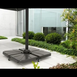 Pied pour parasol deporté - Cadre métallique sur roulettes 10kg