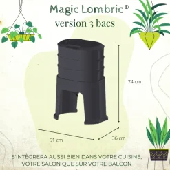 PLANET COMPOST - Lombricomposteur Magic Lombric avec 3 bacs à compost - 42 l