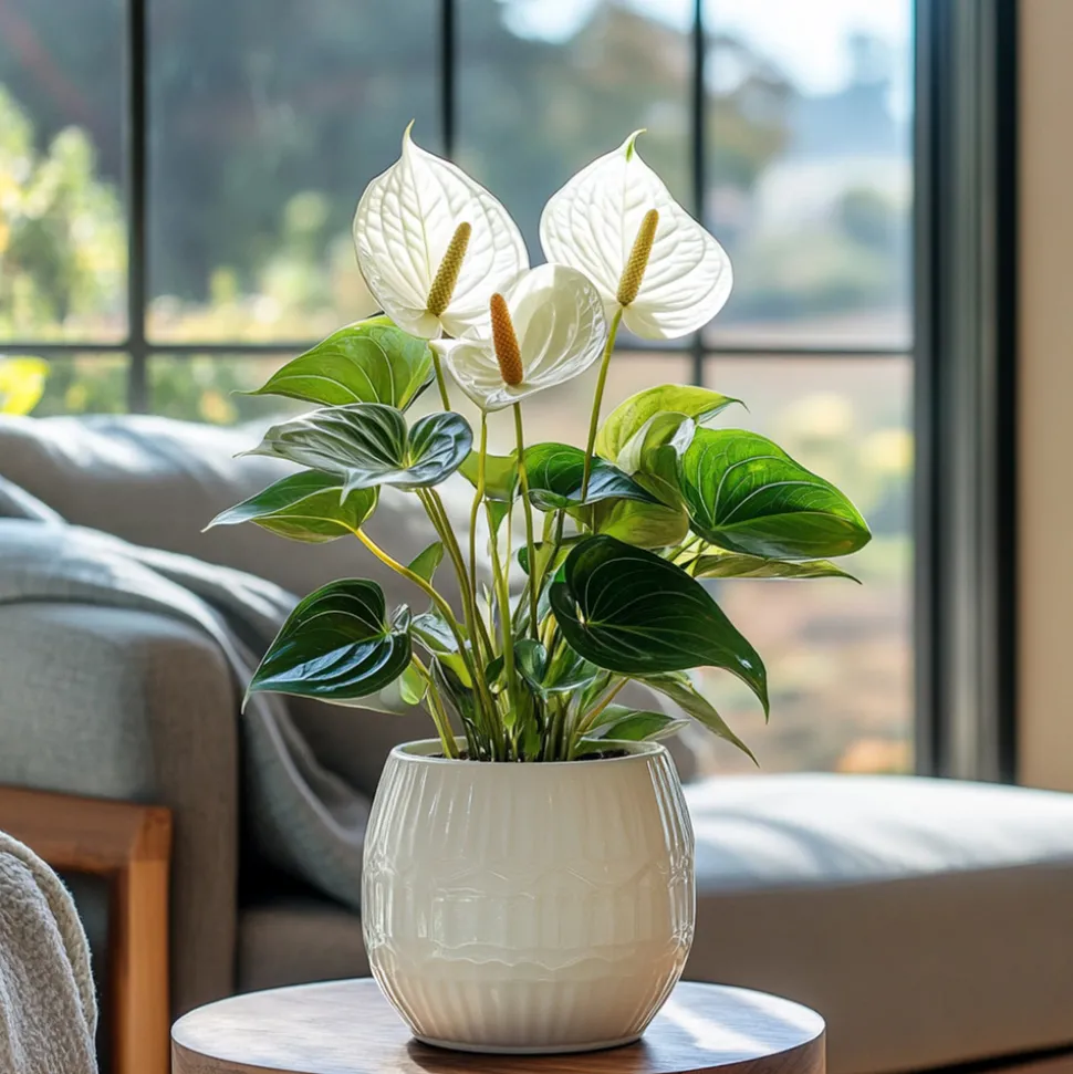 PLANT IN A BOX - Langue de feu - anthurium 'alpine white' - hauteur 40-55cm - ø14cm