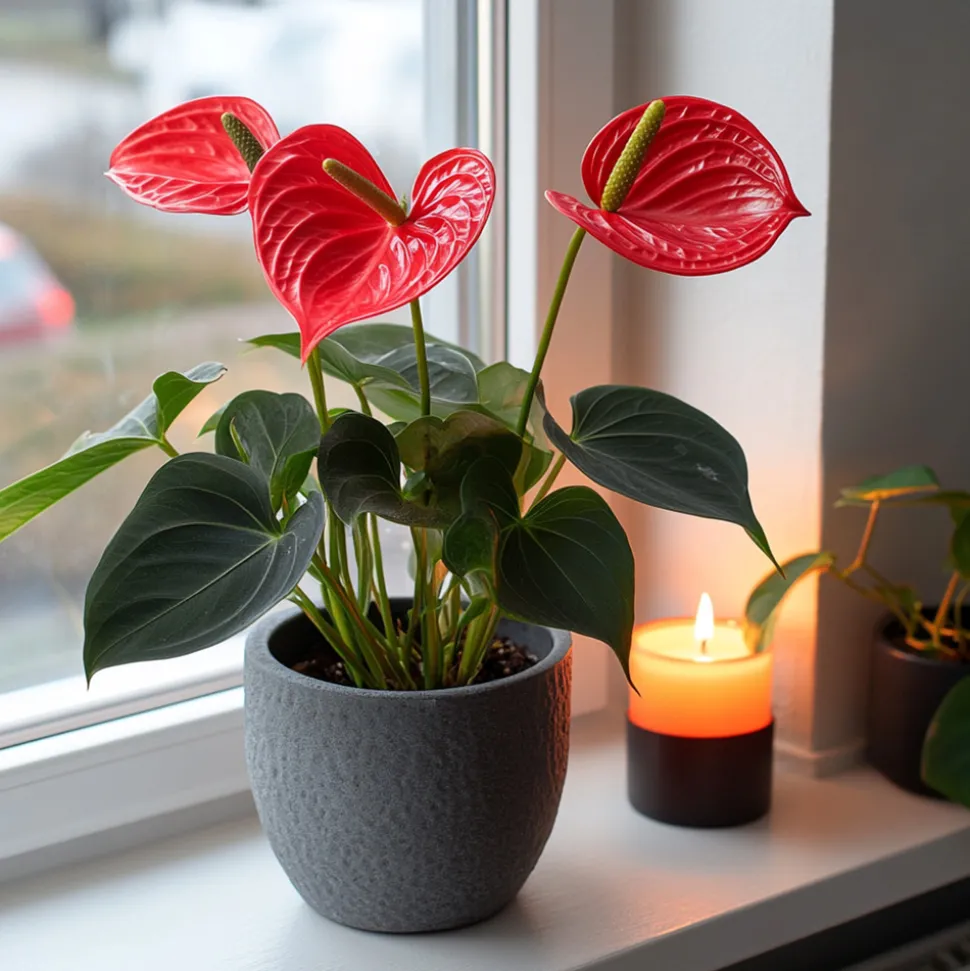 PLANT IN A BOX - Langue de feu - anthurium 'royal champion' - hauteur 35-45cm - ø12cm