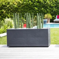 POETIC - Jardinière graphit en plastique gris anthracite - 99,5x39x43 cm