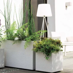 POETIC - Jardinière graphit en plastique blanc cérusé - 99,5x39x43 cm