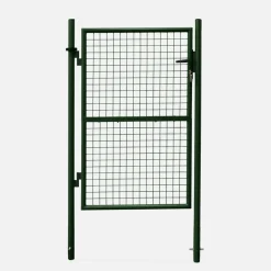 Portillon de jardin en métal vert. Double sens d'ouverture. Avec serrure.150x87cm