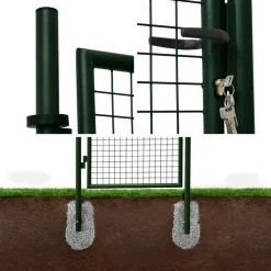 Portillon de jardin en métal vert. Double sens d'ouverture. Avec serrure.150x87cm