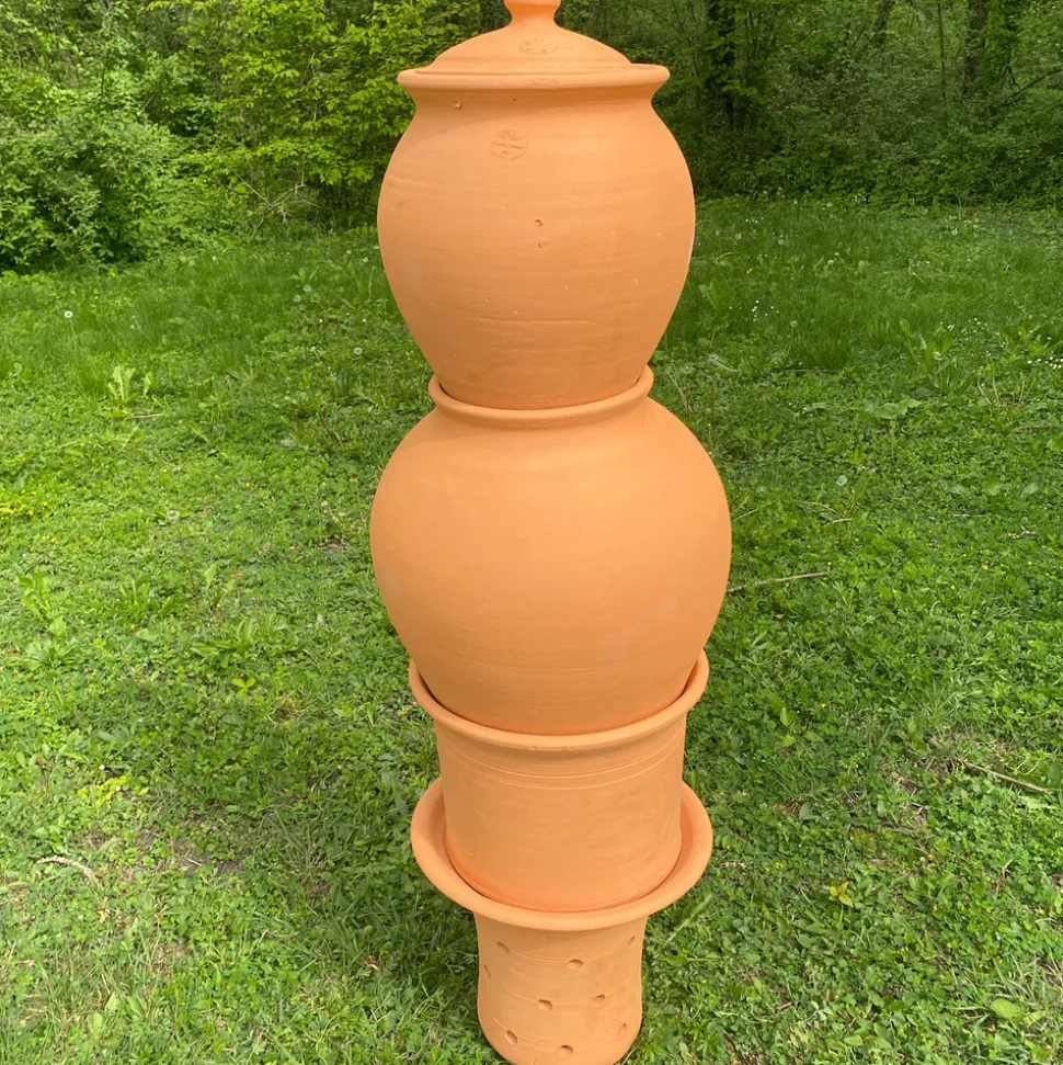 POTERIE JAMET - Base + réhausse + corps + tête + couvercle du lombricomposteur à étages (lisse ou motif)