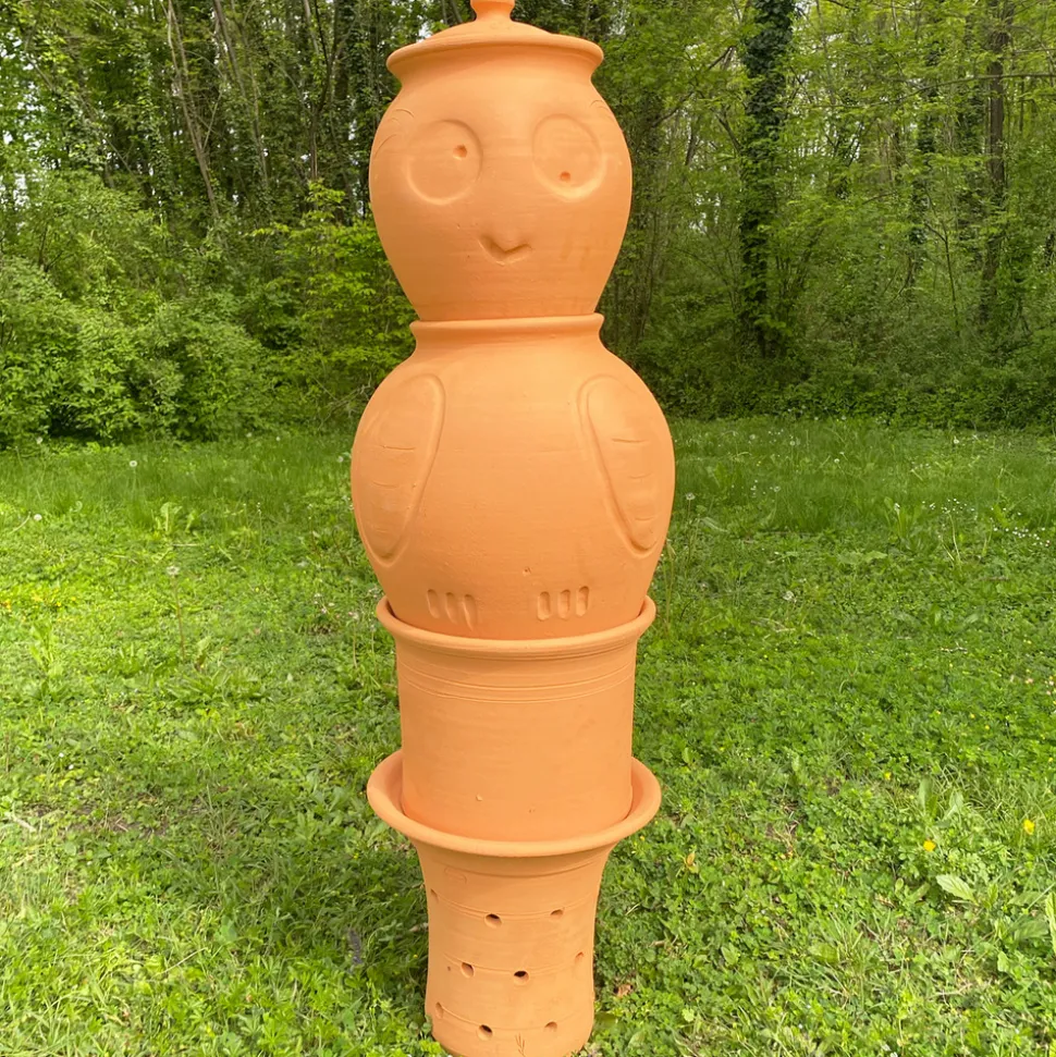 POTERIE JAMET - Base + réhausse + corps + tête + couvercle du lombricomposteur à étages (lisse ou motif)