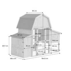 Poulailler 6 poules bois de sapin - 195.5 x 90 x 152.5 cm - gasconne