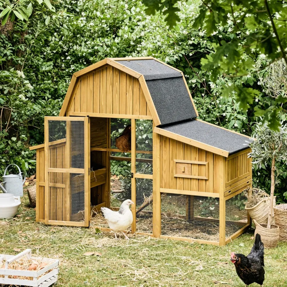 Poulailler 6 poules bois de sapin - 195.5 x 90 x 152.5 cm - gasconne