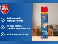 PROTECT EXPERT - Anti insectes volants & rampants - action choc & rapide - intérieur & extérieur - 750ml