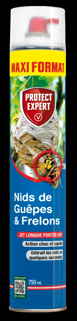 PROTECT EXPERT - Anti nids de guêpes & frelons - action choc & rapide - détruit les nids en 1 minute - 750ml
