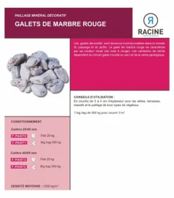 RACINE - Paillage minéral galet marbre rouge 25-40mm, sac 20 kg - f-pai070