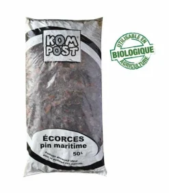 RACINE - Paillage végétal biodégradable écorces de pin maritime, sac 50 l - kom37