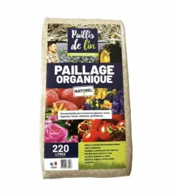 RACINE - Paillis de lin, organique et naturelle pour jardins potagers, 1 balle de 220 litres - f-pai058