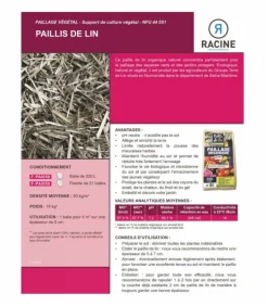 RACINE - Paillis de lin, organique et naturelle pour jardins potagers, 1 balle de 220 litres - f-pai058