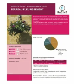 RACINE - Terreau engrais fleurissement, sac de 50 l, plantes vivaces et annuelles - pro413