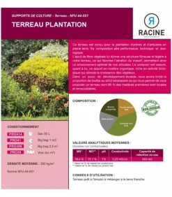 RACINE - Terreau plantation pour arbres et arbustes 50l écologique pro414